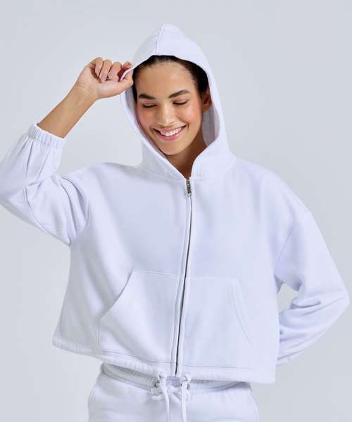 Women's TriDri® recycled cropped oversize full-zip hoodie